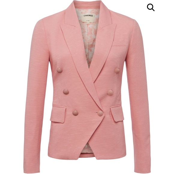 NWT L'AGENCE Kenzie Double Breasted Blazer Rose Tan Tropical Size 0 - Picture 1 of 5